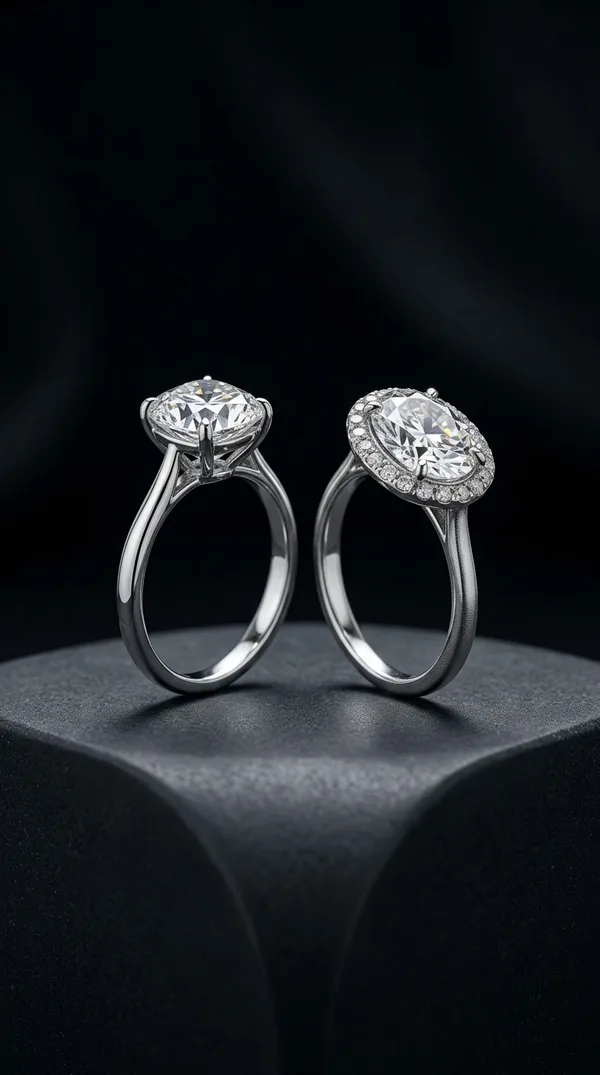 Two elegant diamond rings presented together
