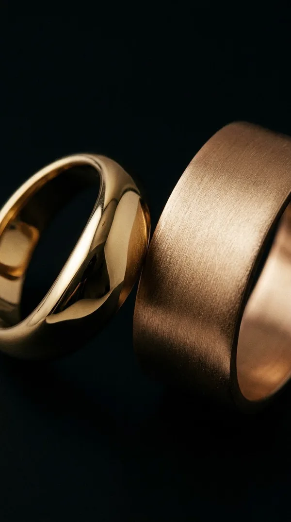 Macro material study of two fine gold jewelry pieces